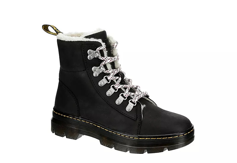 Dr.martens Womens Combs Fur Combat Boot - Black | Rack Room Shoes