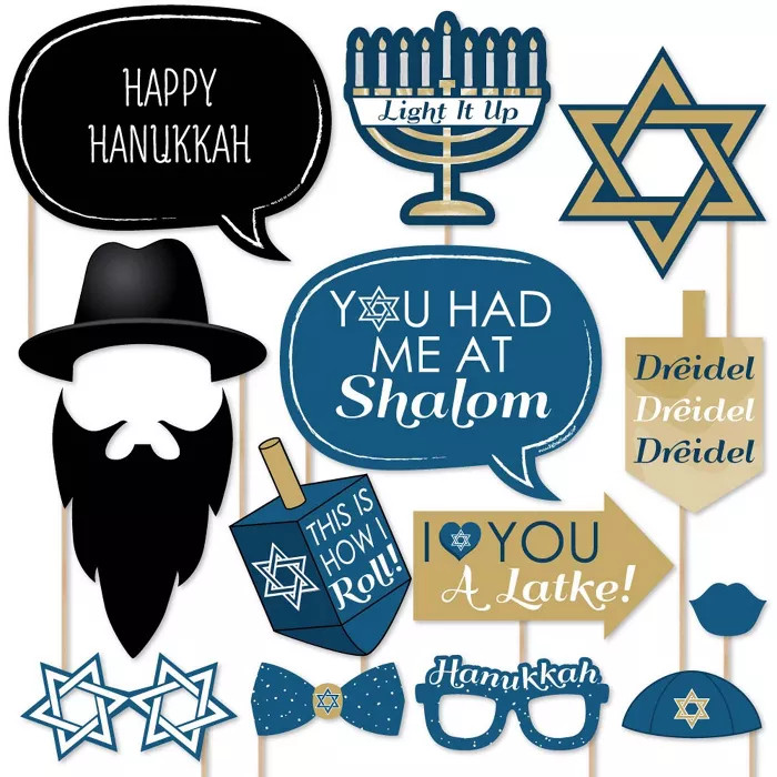 Big Dot of Happiness Happy Hanukkah - Hanukkah & Chanukah Photo Booth Props Kit - 20 Count | Target