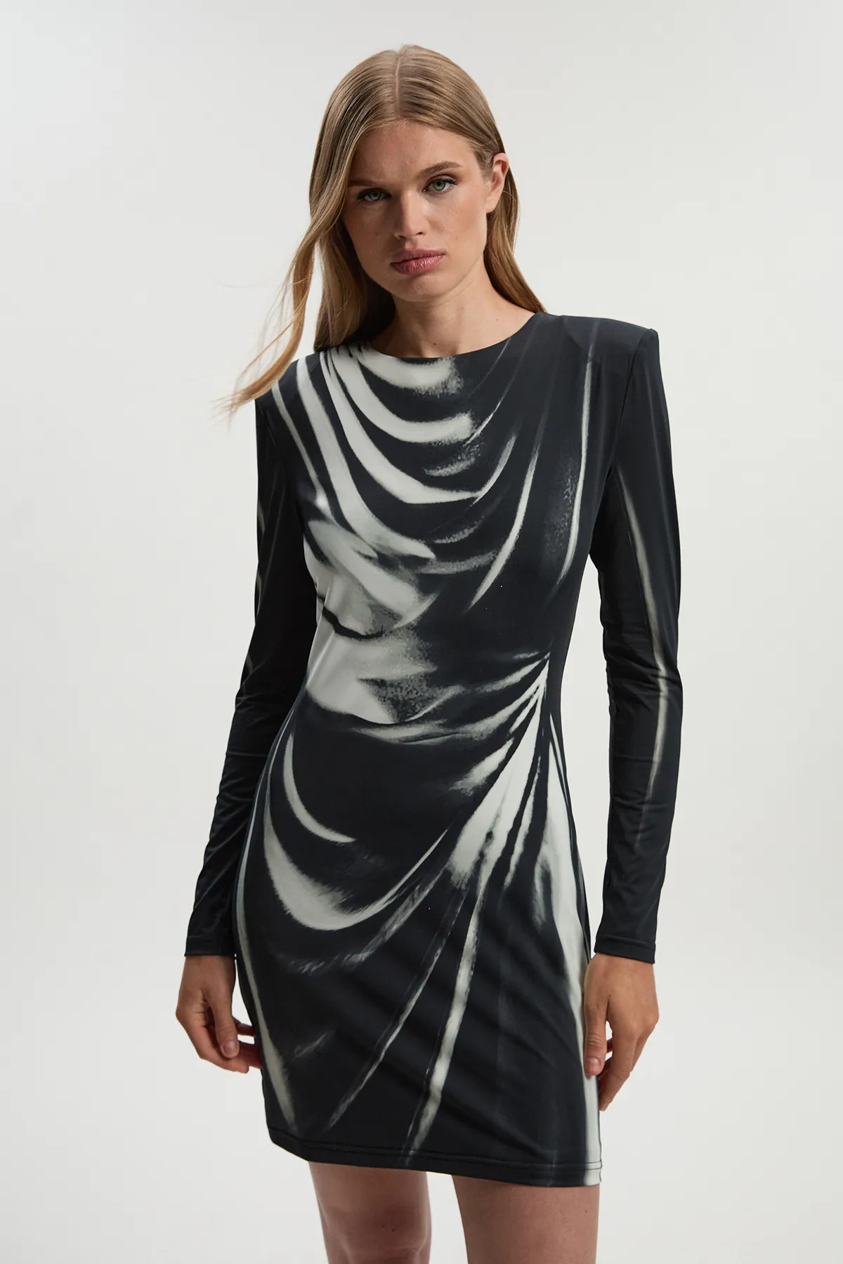 Archive Graphic Print Long Sleeve Mini Dress | Karen Millen US