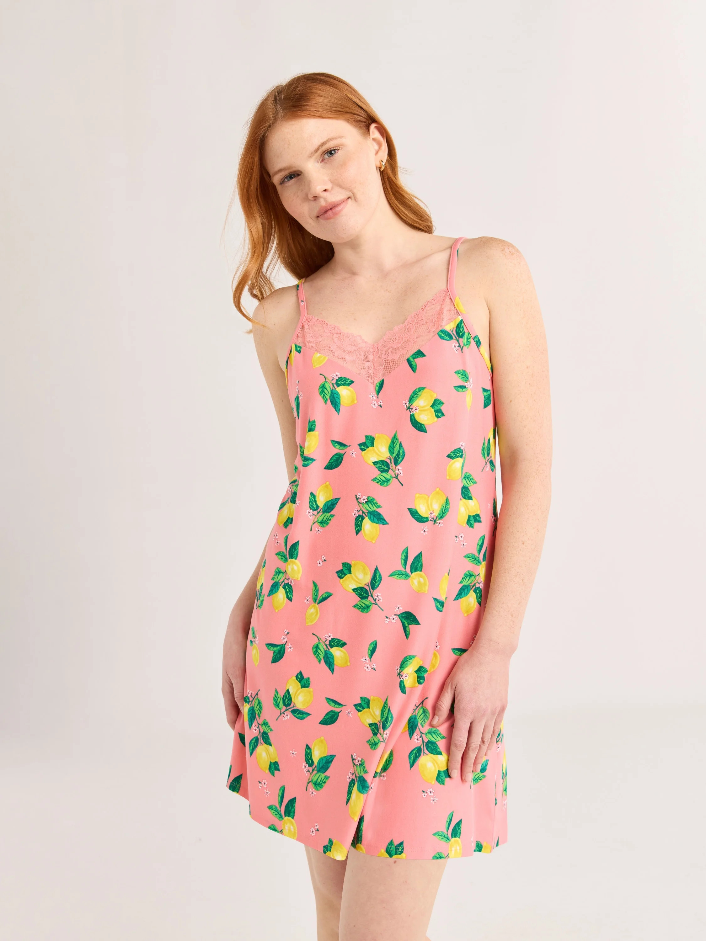 Joyspun Women’s Dreamy Soft Collection Lace Trim Knit Chemise, Sizes S to 3X | Walmart (US)