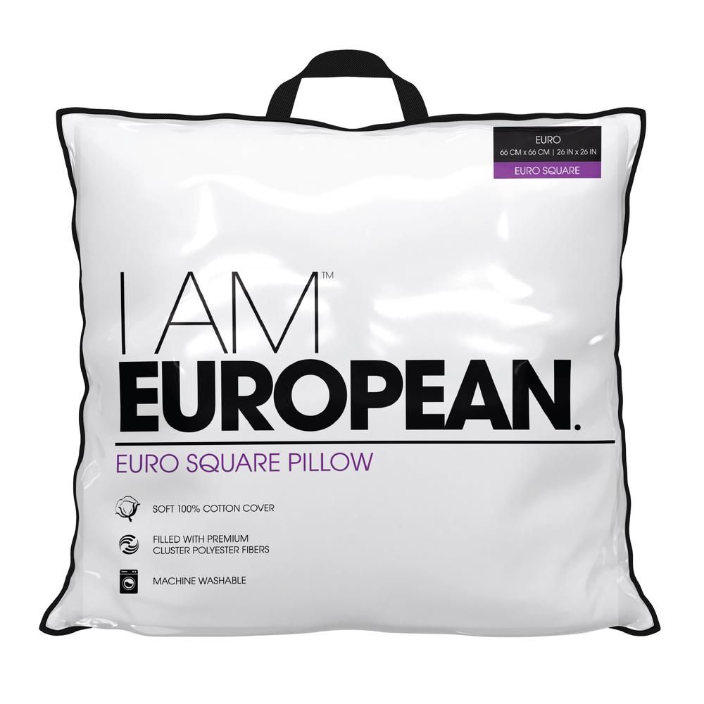 I AM Down Alternative Euro Pillow, White | The Home Depot