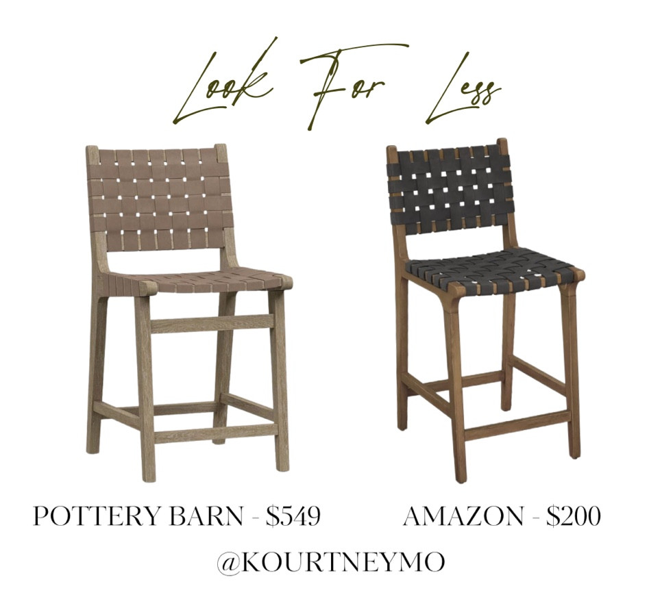Pottery Barn dupe, woven counter stools, look for less, designer home inspired, Amazon finds

#LTKhome