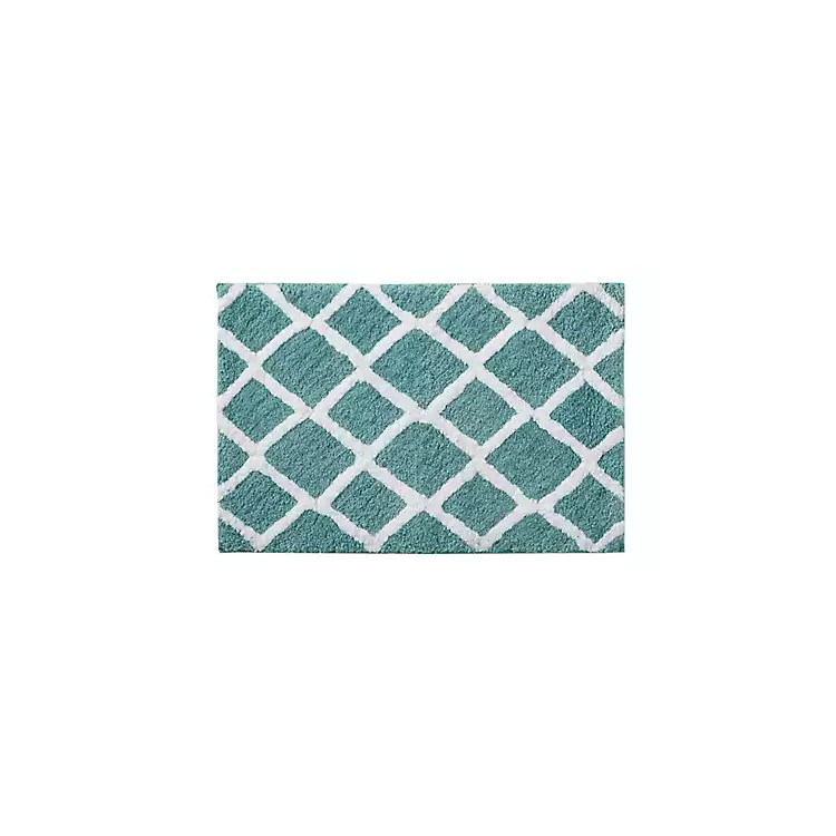 Green Geometric Pattern Reversible Bath Mat, 34 in | Kirkland's Home