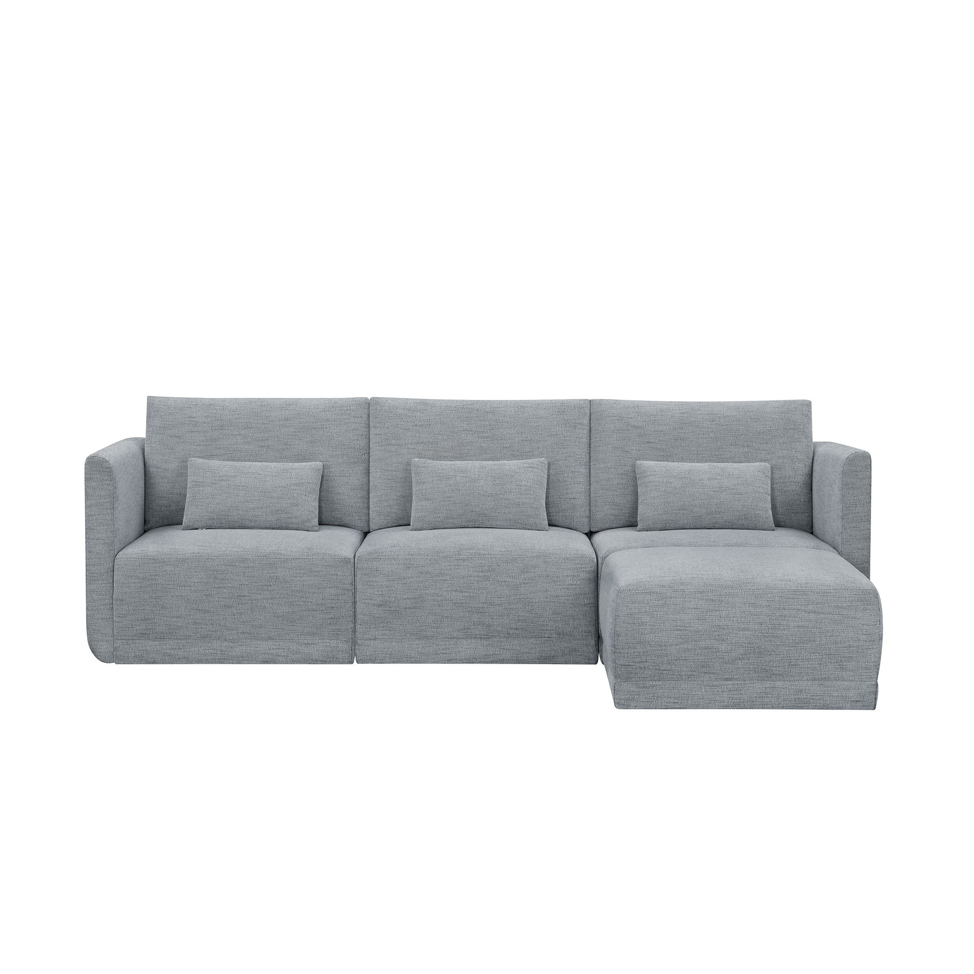 Beautiful Drew Modular Sectional Sofa with Ottoman by Drew Barrymore, Gray Fabric | Walmart (US)