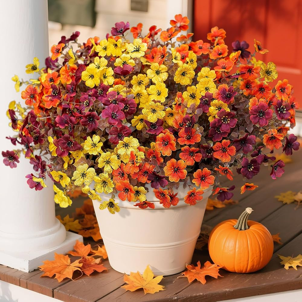 Ivydale Fall Flowers Artificial for Decoration Outdoors Fake Mums 12 Bundles Faux Planters UV Res... | Amazon (US)