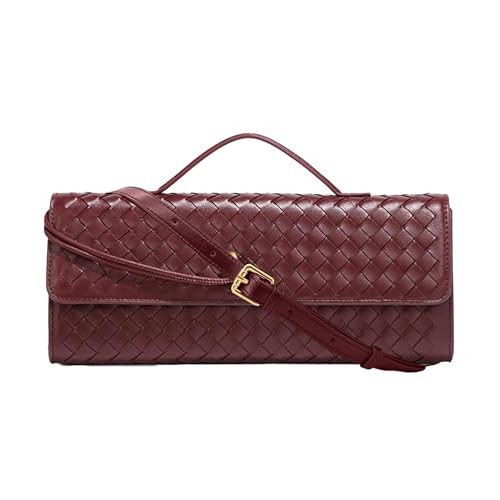 Ash&Ivy Women's Woven Clutch Purse - Casual PU Leather Crossbody Bag, Fashionable Evening Shoulder Handbags (Wine Red) | Amazon (US)