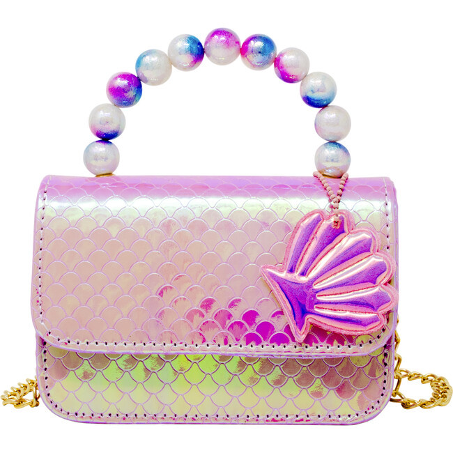 Mermaid Pearl Handle Seashell Handbag, Pink | Maisonette
