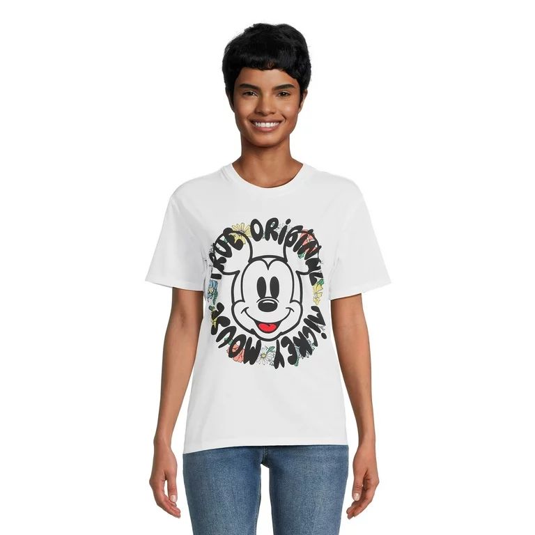 Mickey Mouse Women’s Graphic Tee with Short Sleeves, Sizes XS-XXXL | Walmart (US)