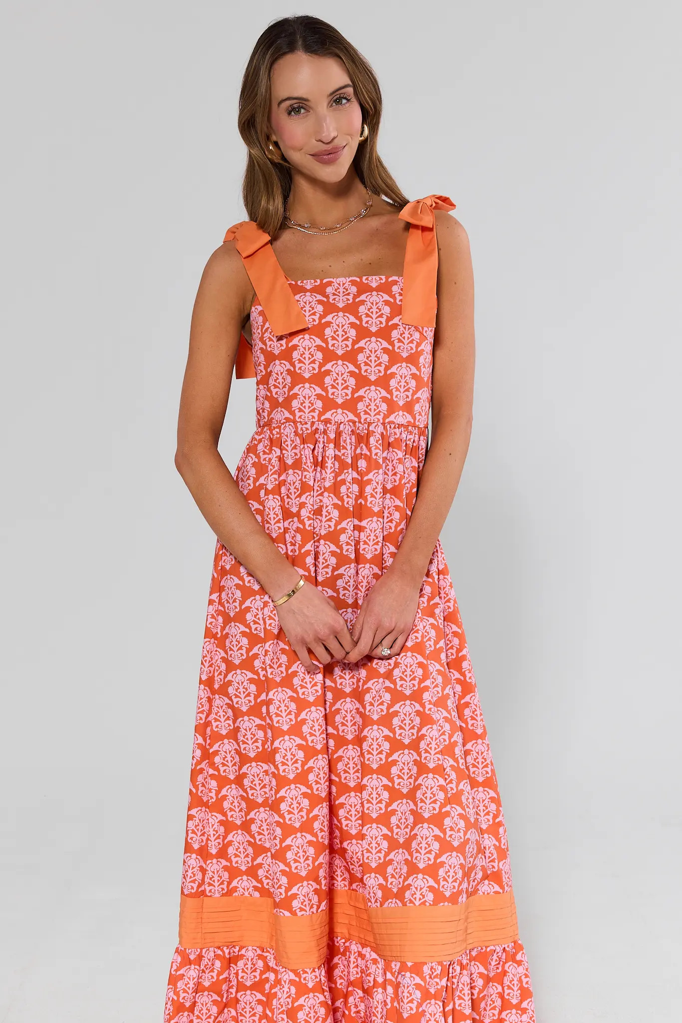 Orange Printed Maxi Dress | Avara