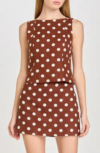 WAYF Elle Polka Dot Sleeveless Linen Blend Shell | Nordstrom | Nordstrom