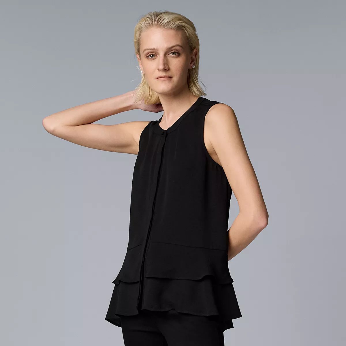 Women's Simply Vera Vera Wang Sleeveless Flounce Shirt | Kohl's