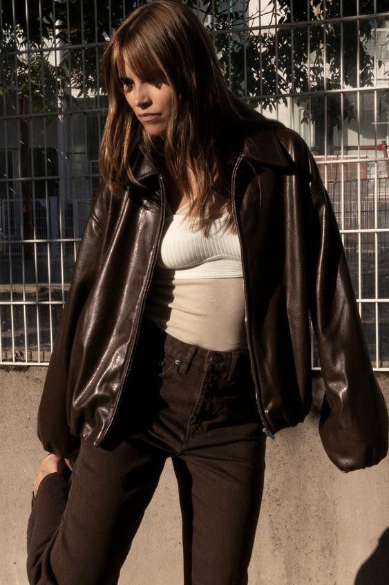 FAUX LEATHER BOMBER JACKET | Zara US