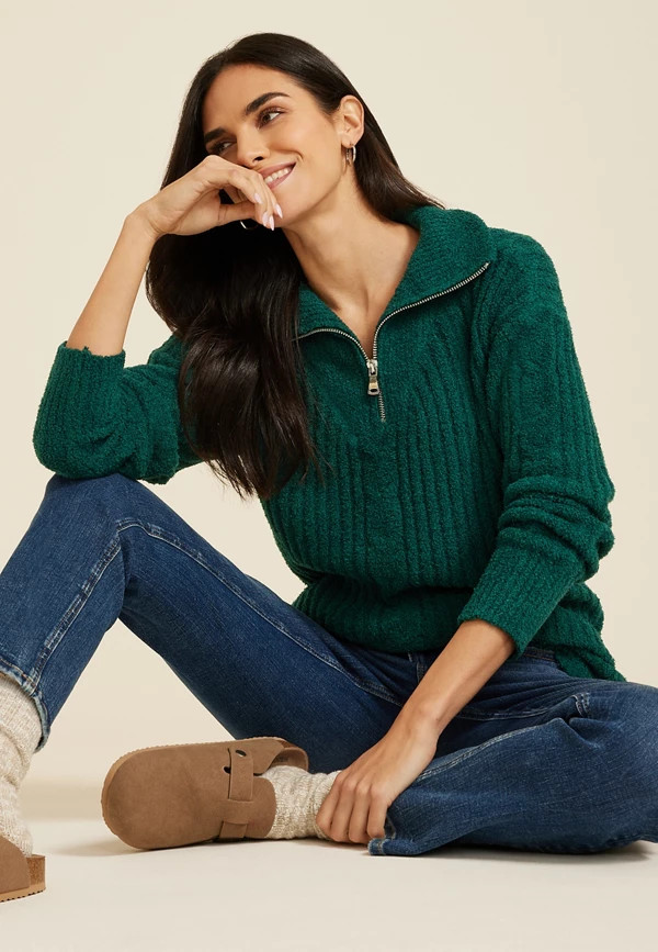 Teddy Quarter Zip Pullover Sweater | Maurices