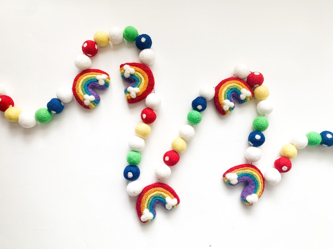 Primary Rainbow Felt Ball Garland Bunting Banner  READY - Etsy | Etsy (US)