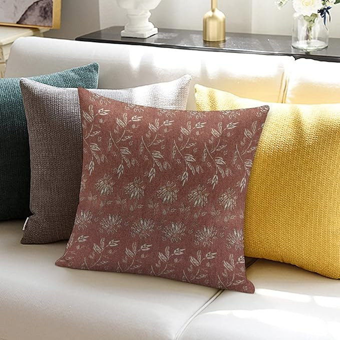 by Unbranded Terracotta Pillow Cover, Floral Pillow Covers, Spring Pillow Covers, Botanical Flowe... | Amazon (US)