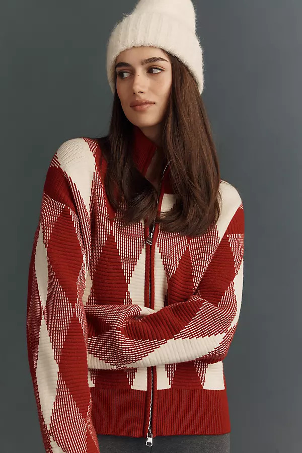 Karina Jacquard Knit Zip-Up Top | Anthropologie (US)