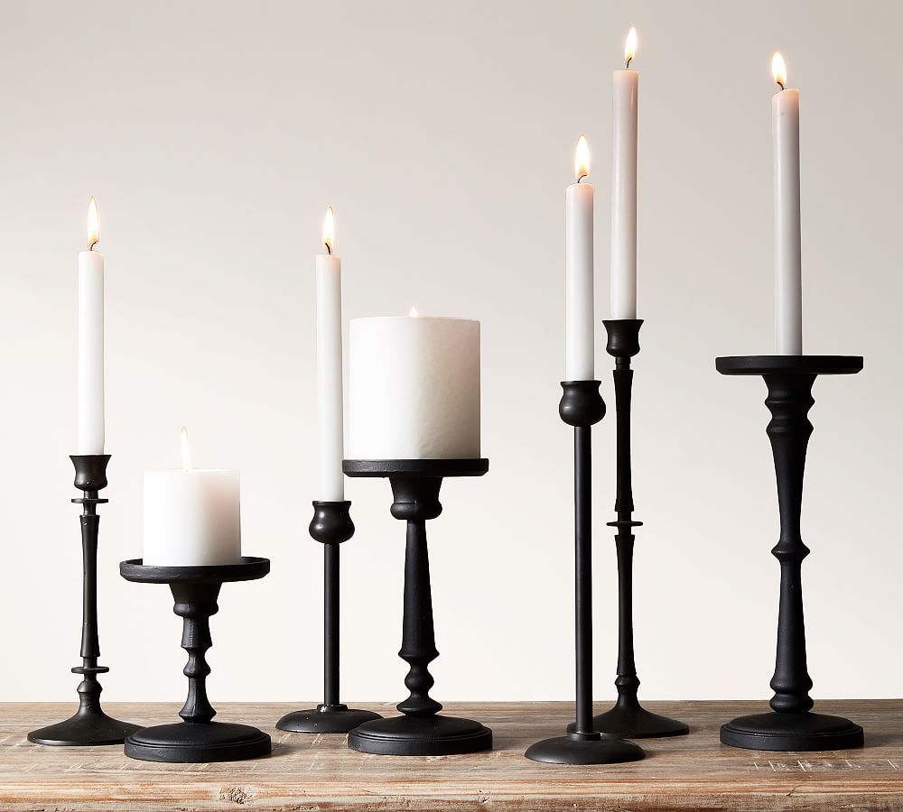 Booker Taper Candleholders, Set of 4 - Bronze | Pottery Barn (US)