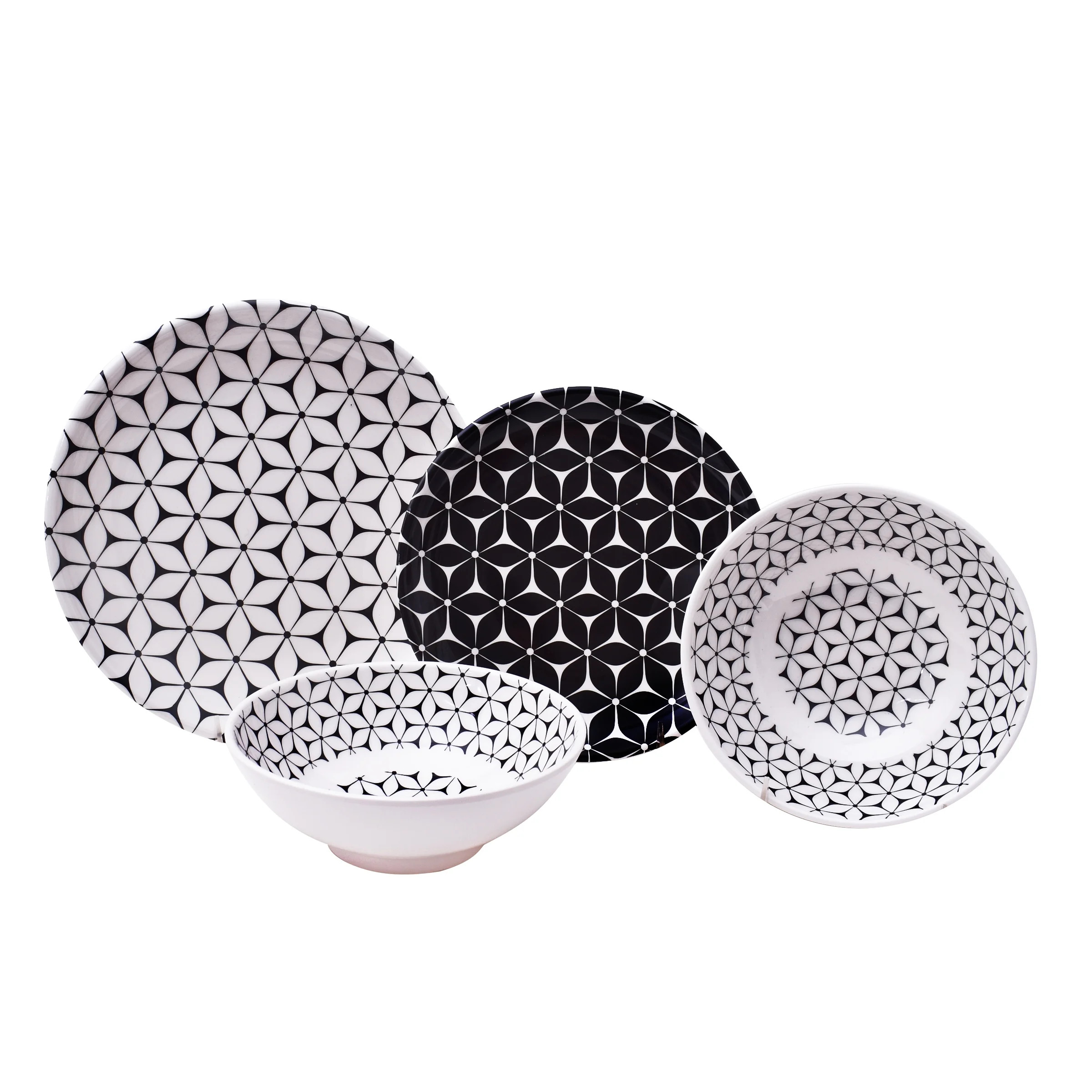 222 Fifth PTS America Strata Black 12-Pieces Melamine Dinnerware Set | Walmart (US)