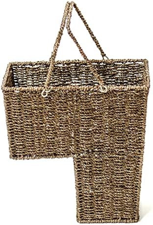 Trademark Innovations 15" Wicker Storage Stair Basket With Handles (Light Brown) | Amazon (US)