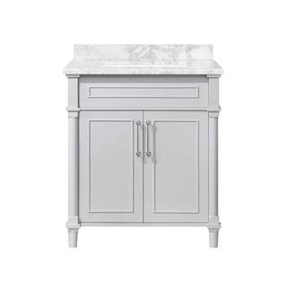 Aberdeen 30 in. x 22 in. D Bath Vanity in. Dove Grey with Carrara Marble Vanity Top in White with... | The Home Depot