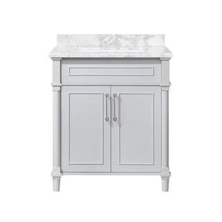 Aberdeen 30 in. x 22 in. D Bath Vanity in. Dove Grey with Carrara Marble Vanity Top in White with... | The Home Depot