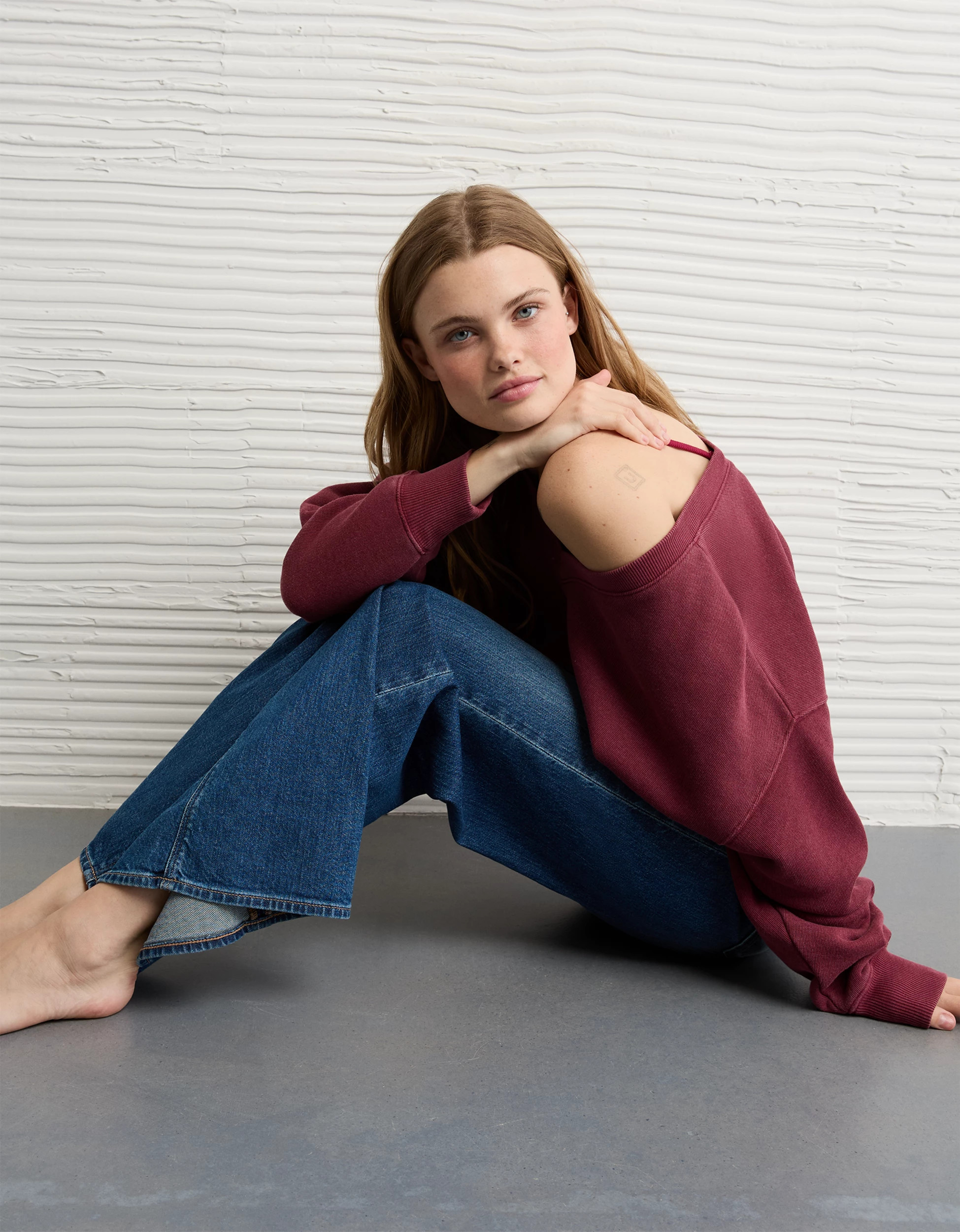 AE Cropped V-Neck Sweatshirt | American Eagle Outfitters (US & CA)