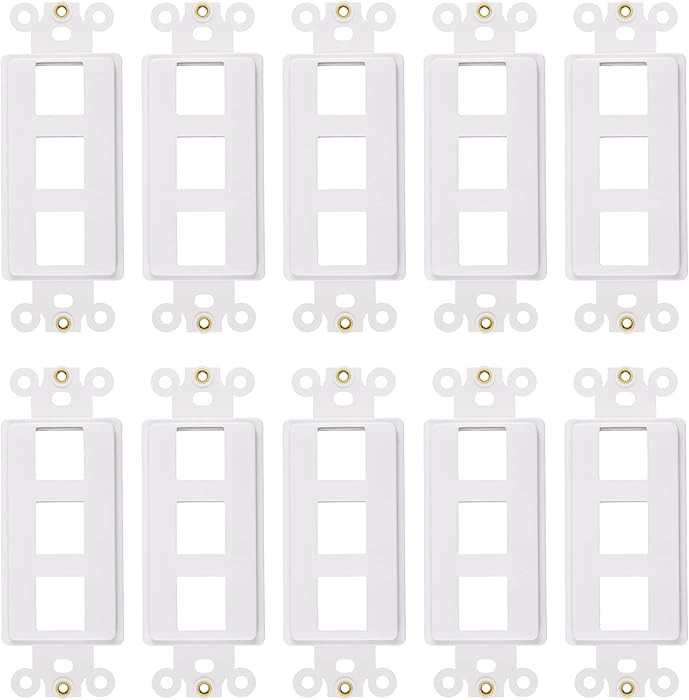 3-Port Decorator Insert with Nut, Wall Plate Adapter, White (3 Port 10 Pack) | Amazon (US)
