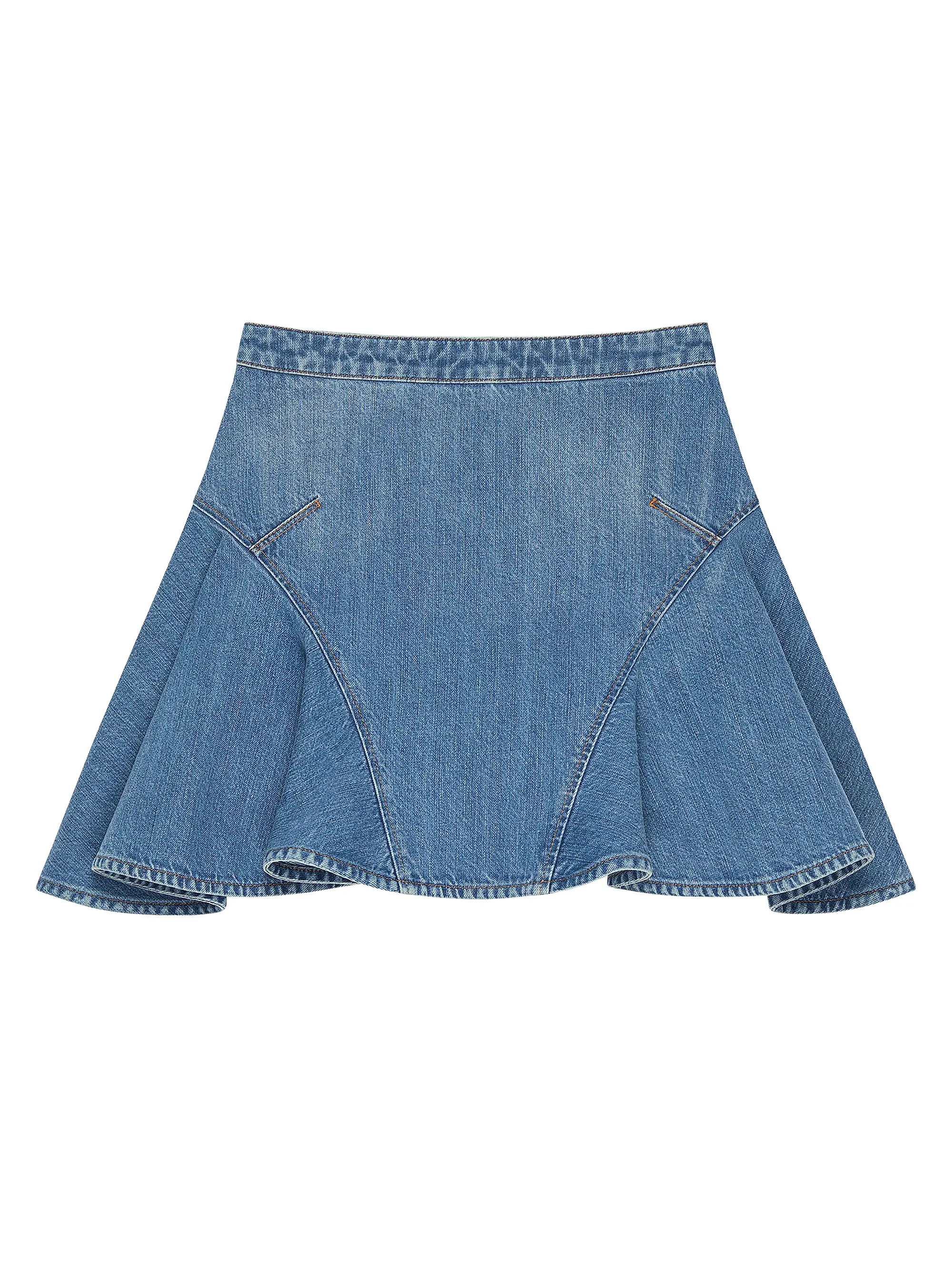 Mini Skirt in Washed Denim | Saks Fifth Avenue