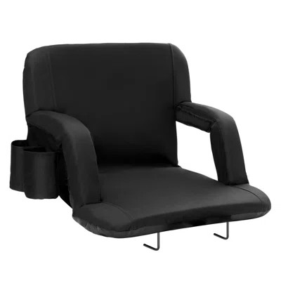 Stadium Seat with Back Support, Wide Bleacher Seat Back, Folding Padded Cushion Stadium Chair, Portable Reclining Chair with Hook Pocket Cupholder, Id | Wayfair North America
