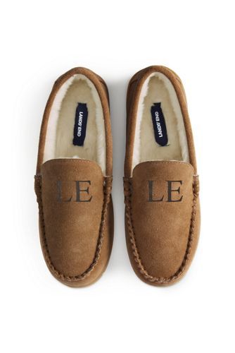 Men's Suede Moc Slippers | Lands' End (US)