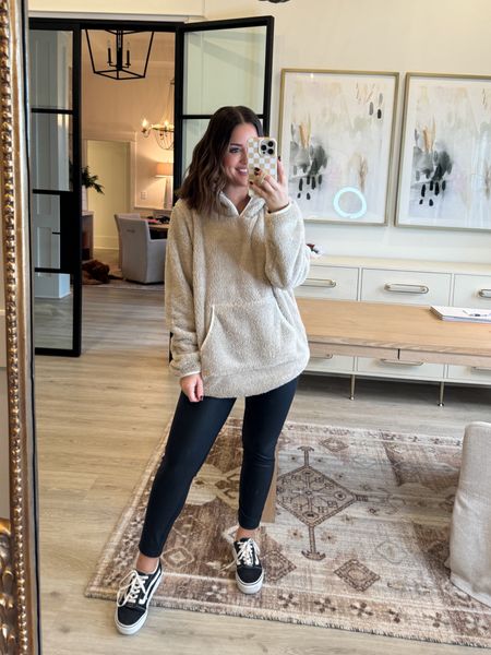 Wearing a small in this Sherpa hoodie + leggings - door busters at Pink Lily! ALEXA35 works for 35% off site wide (won’t stack on door busters though!. Casual outfit, Sherpa, faux leather leggings // 


#LTKstyletip #LTKsalealert #LTKfindsunder50