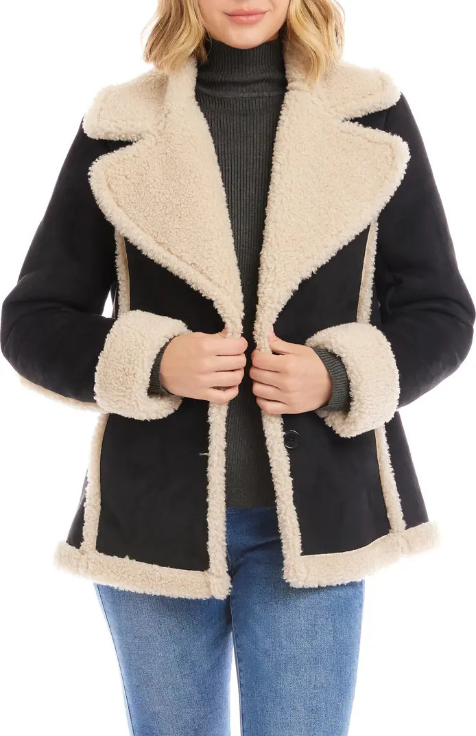 Faux Suede & Faux Shearling Trim Jacket | Nordstrom