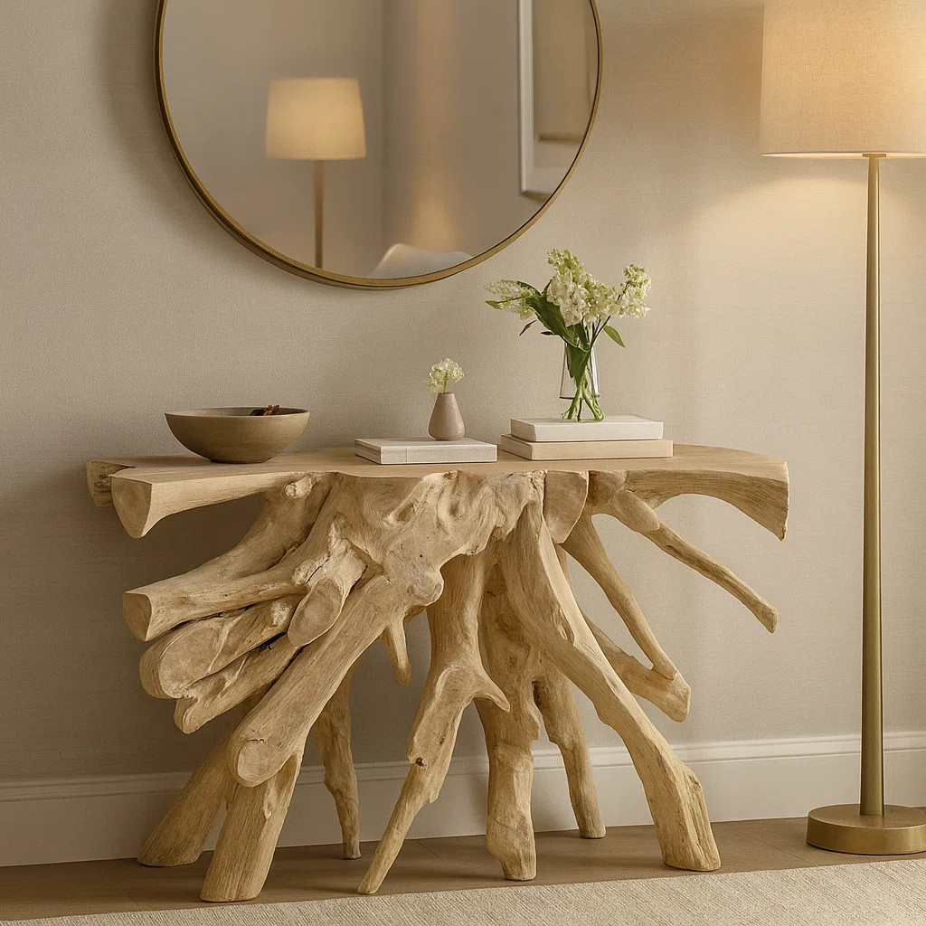 Abstract Wood Console Table For Entryway Statement Piece - Stand Out Narrow Console Table For Sof... | Wayfair North America