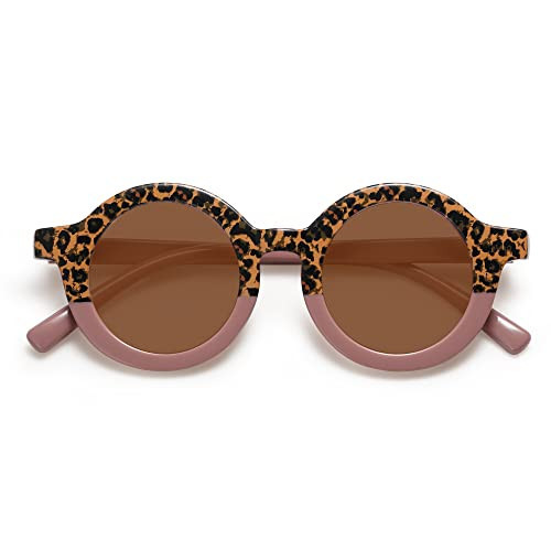 SOJOS Cute Round Polarized sunglasses for kids Girls Boys Vintage UV400 Protection Classic Children De Sol Gafas Beach Holiday SK5606 Leopard | Amazon (US)