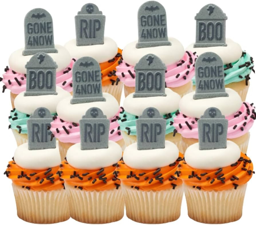 Ready to Use Sugar Decoration Toppers For Cake Cupcakes Cookies and More (Tombstone) | Amazon (US)