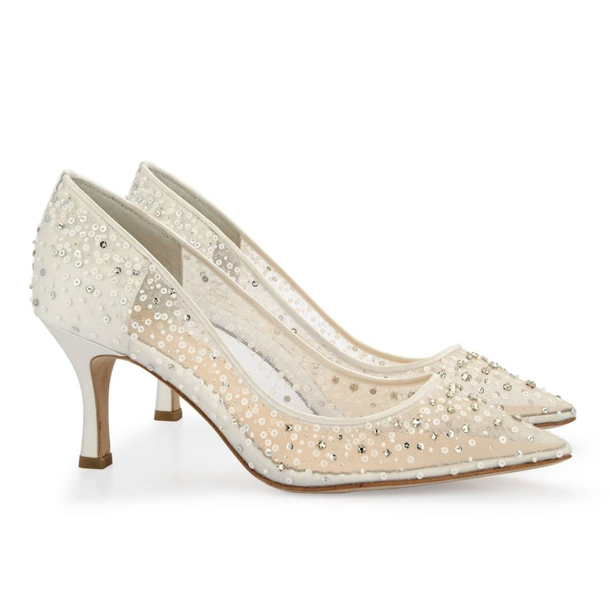 Wedding Pumps Low Heel Bling Wedding Shoes for Bride | Bella Belle Shoes