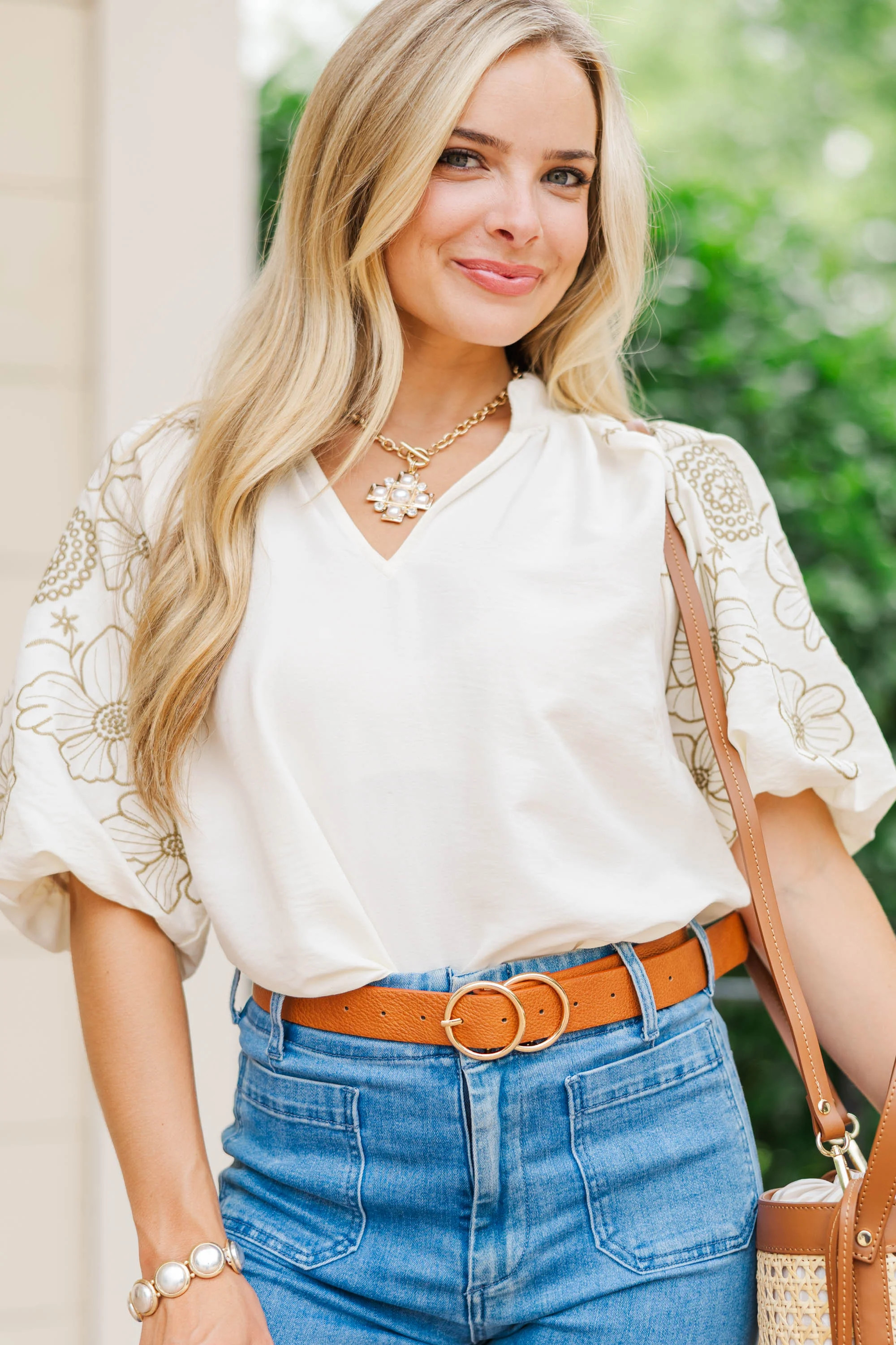So Far So Good Cream Embroidered Blouse | The Mint Julep Boutique