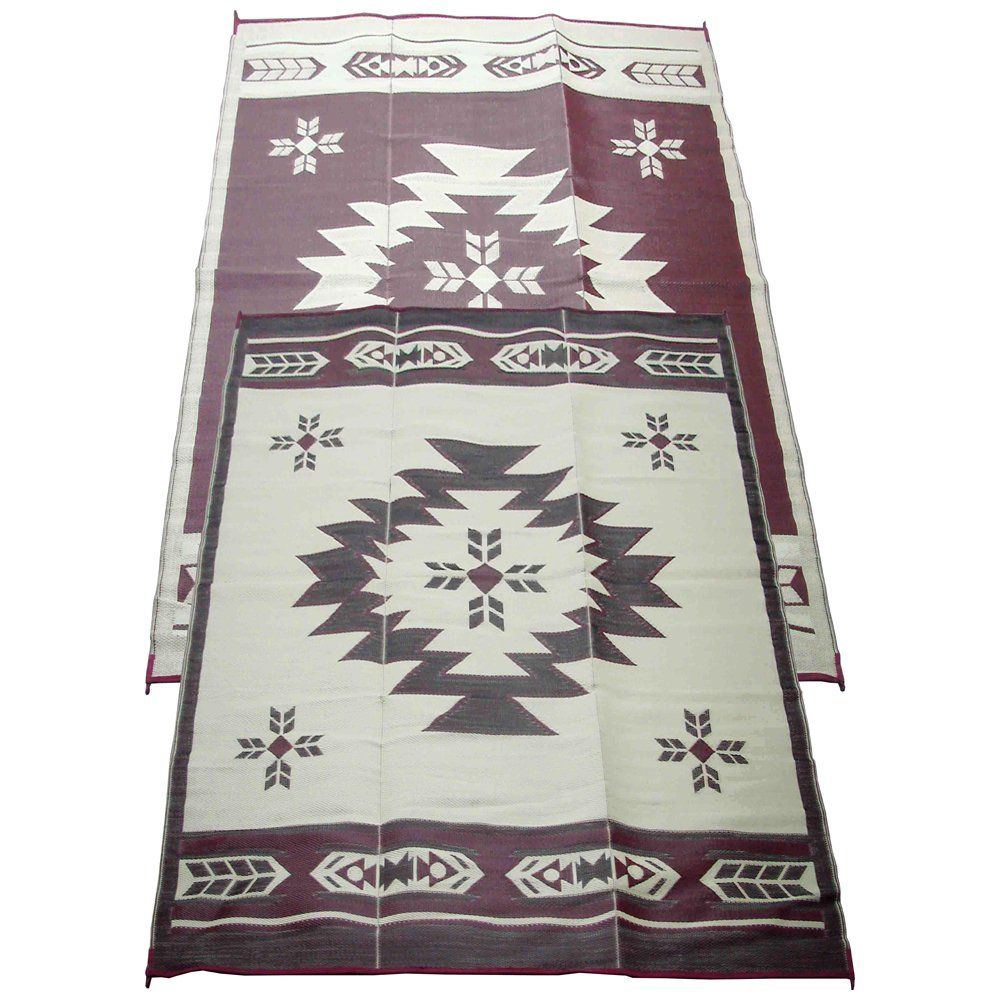 Fireside Patio Mats Navajo Breeze Burgundy And Beige 6 ft. x 9 ft. Polypropylene Indoor/Outdoor Reversible Patio/RV Mat | Amazon (US)