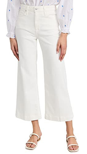 PAIGE Women's Anessa Wide Leg Jeans, Light Ecru, White, 25 | Amazon (US)