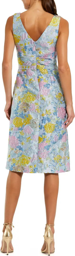 Mac Duggal Floral Brocade Sleeveless Statement Bow Midi Dress | Nordstrom | Nordstrom