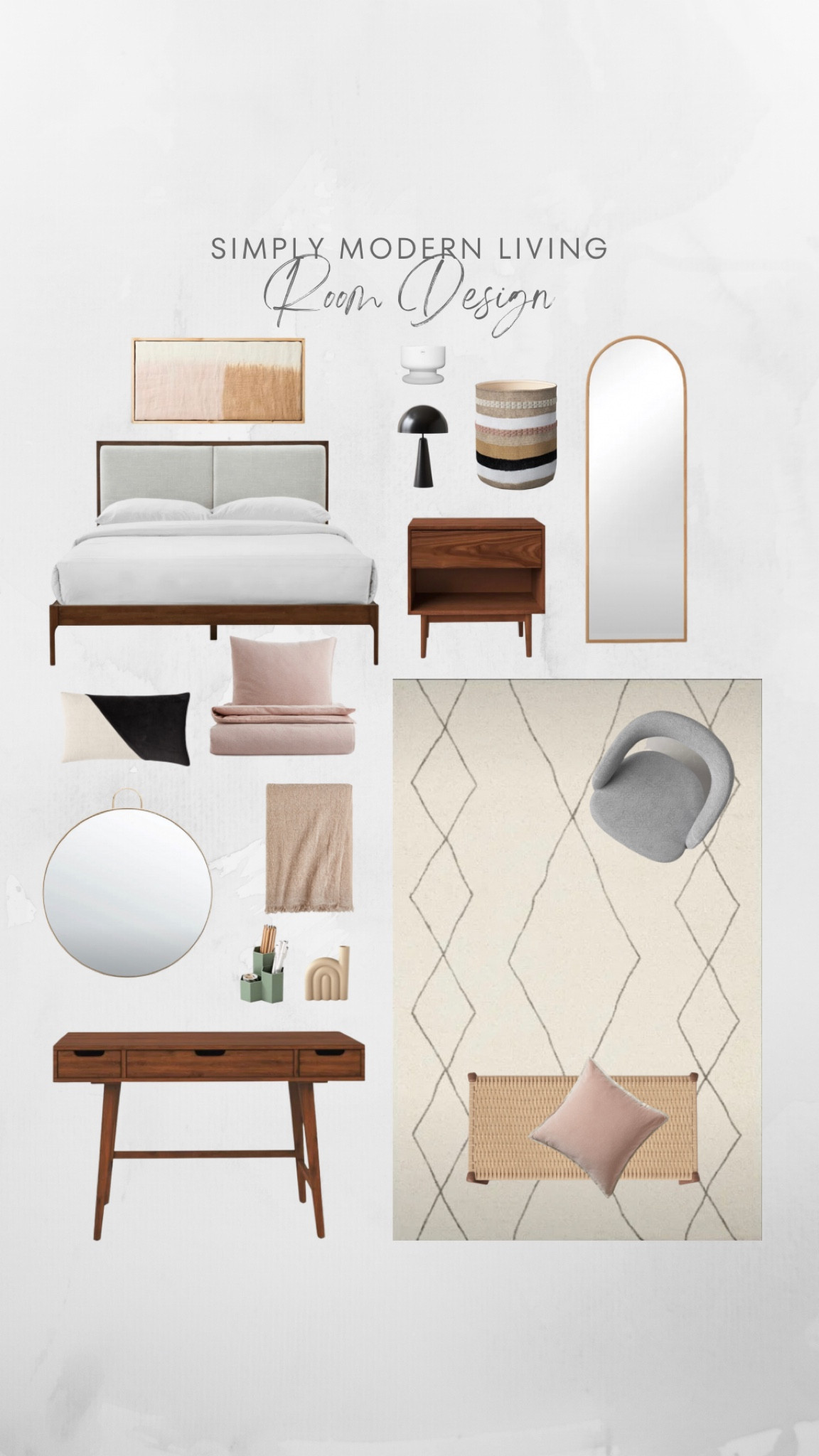 Bedroom design - area rug - desk - platform bed - mirror - floor mirror - mushroom lamp - wall art

#LTKGiftGuide #LTKkids #LTKhome