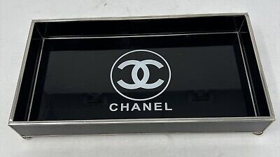 Rare Vintage Chanel Glass Vanity Tray Display With Silver Etching 12”x6.5”  | eBay | eBay US