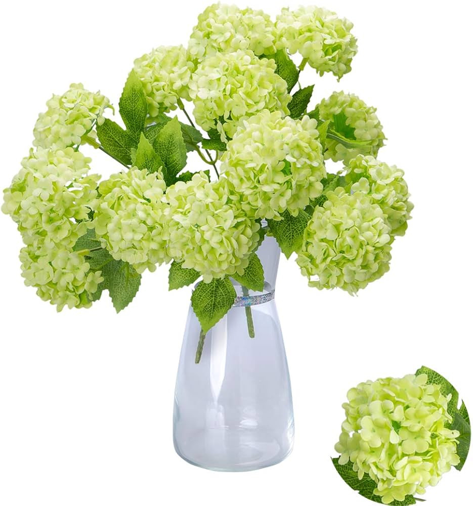 GREENTIME 13” Artificial Hydrangea Flowers Fake Hydrangea Bouquet with 7 Head 3.15” Tiny Hydr... | Amazon (US)
