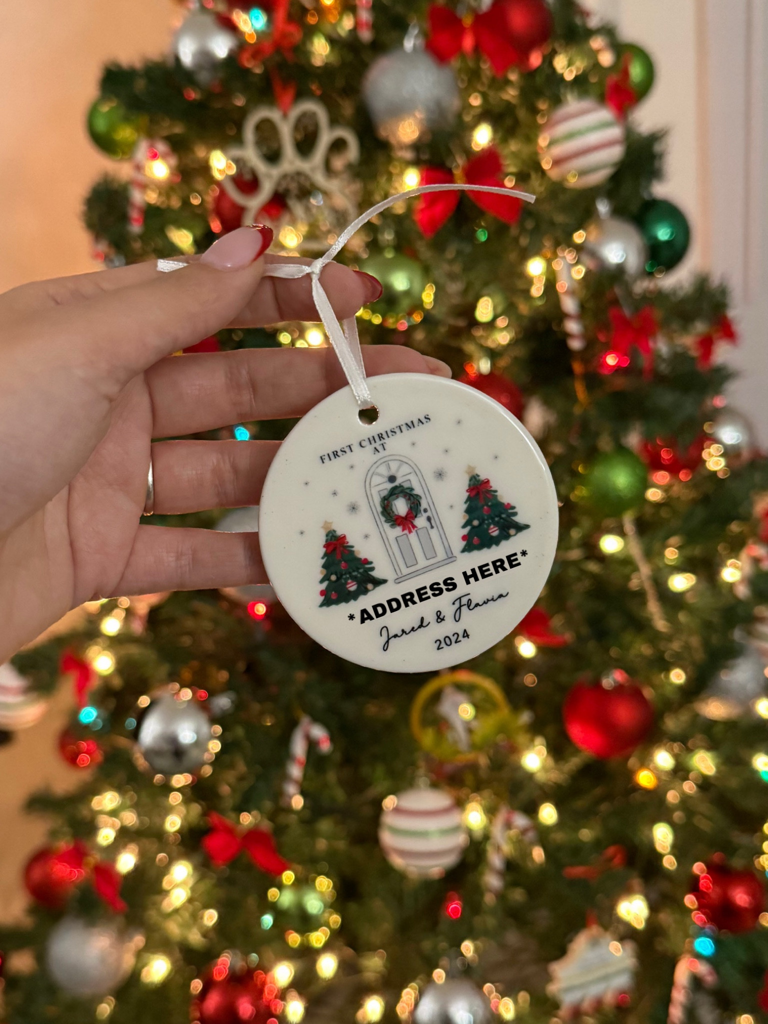 Had to get an ornament in honor of our new place!! This one you can put your address on and it’s SOOO cute😍😍 #christmasornaments #christmas2024 #ornament #personalizedornament

#LTKHoliday #LTKSeasonal #LTKHome