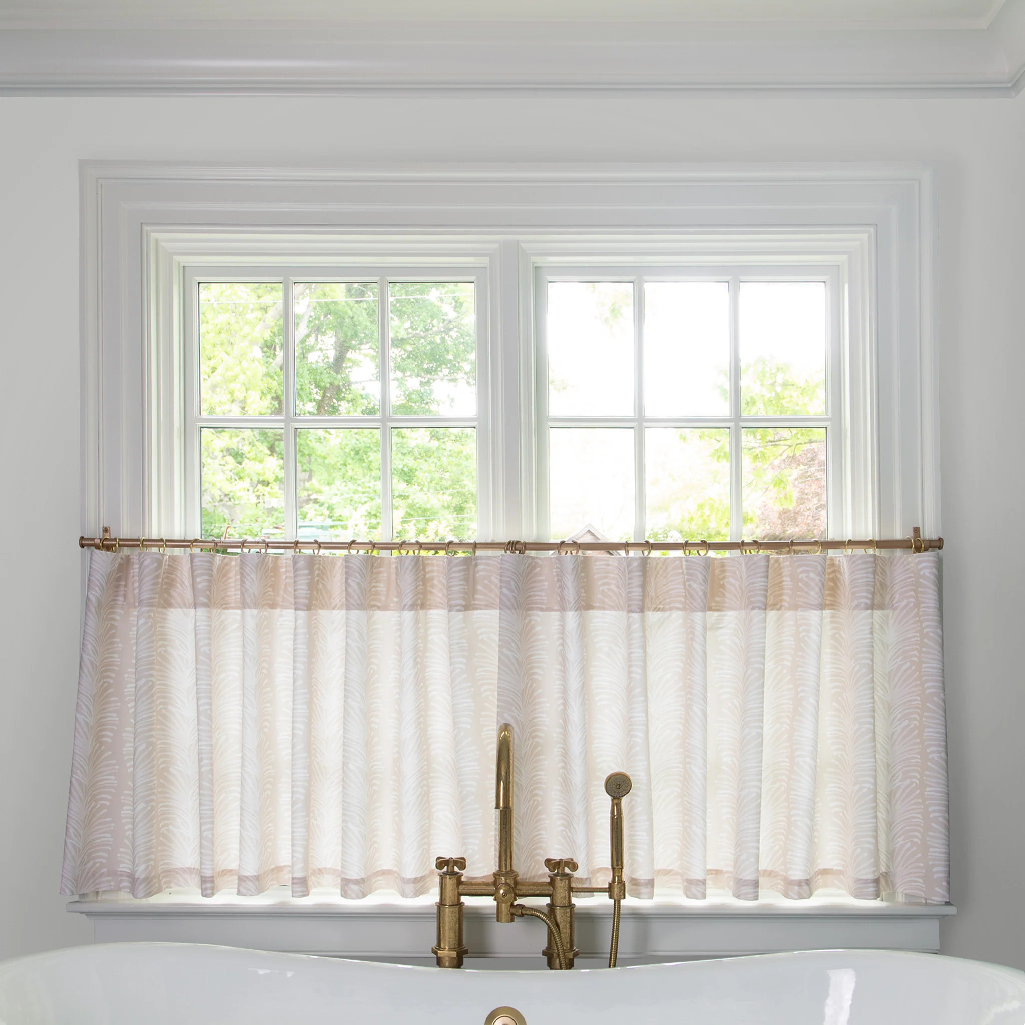 Pepper Home | Beige Botanical Stripe Café Curtain | Pepper