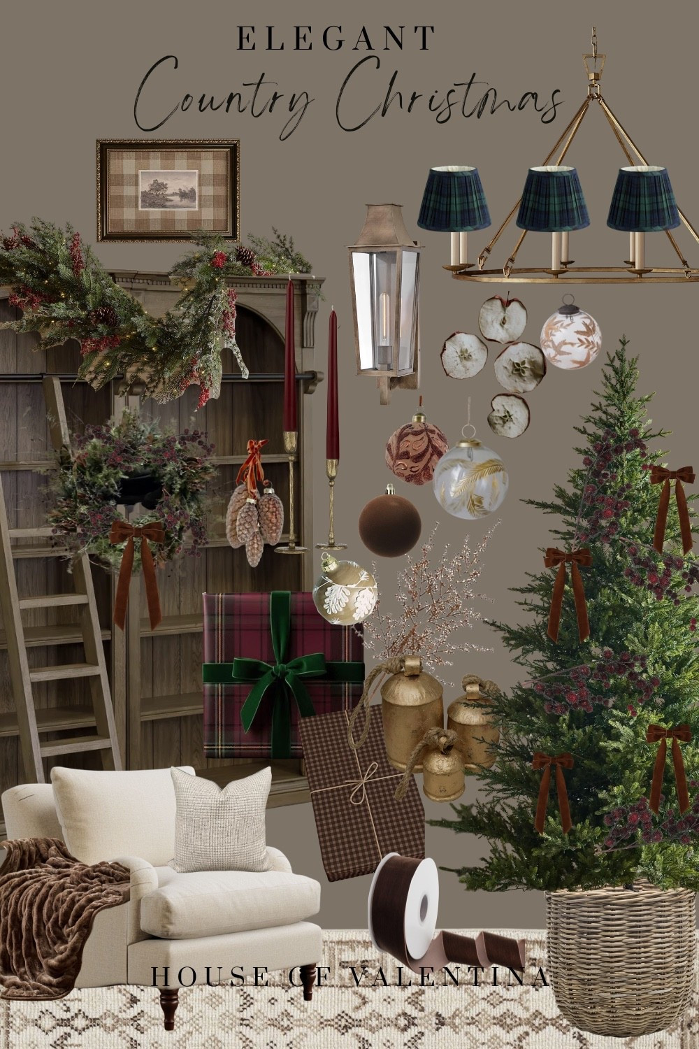 Guys!! This is the Christmas I'm dreaming about. Tartan and velvet ribbon, brass bells that ring when someone walks by, dried apples on the tree, candles glowing everywhere. It's cozy and a little old-fashioned and so full of warmth. The kind of Christmas you feel the second you walk in.

#LTKSeasonal #LTKHome #LTKdayinmylife