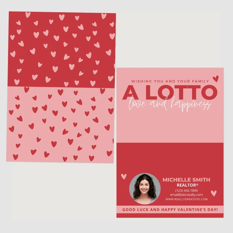Printed Valentine's Day Lotto Cards Real Estate, Insurance, Mortgage 50 Custom Cards Happy Valent... | Etsy (US)