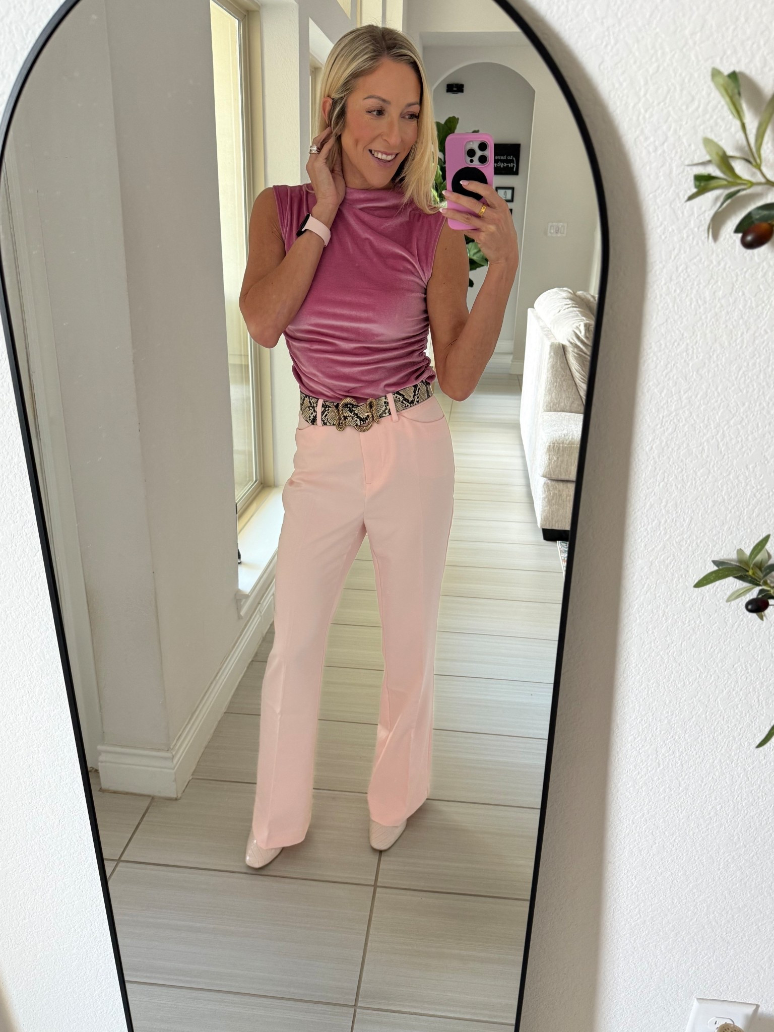 Amazon + target + wal mart = 💯 

Loving these Walmart slacks, I ended up getting them in multiple colors, they’re so comfortable. They’re only $19!

The top, I got earlier in the fall and is sold out in this color but there are some sizes left in other colors! Love the cut and the fit of it!

The boots below aren’t exact but pretty dang close to the ones I’m wearing with a slight snake skin look and square toed boots!