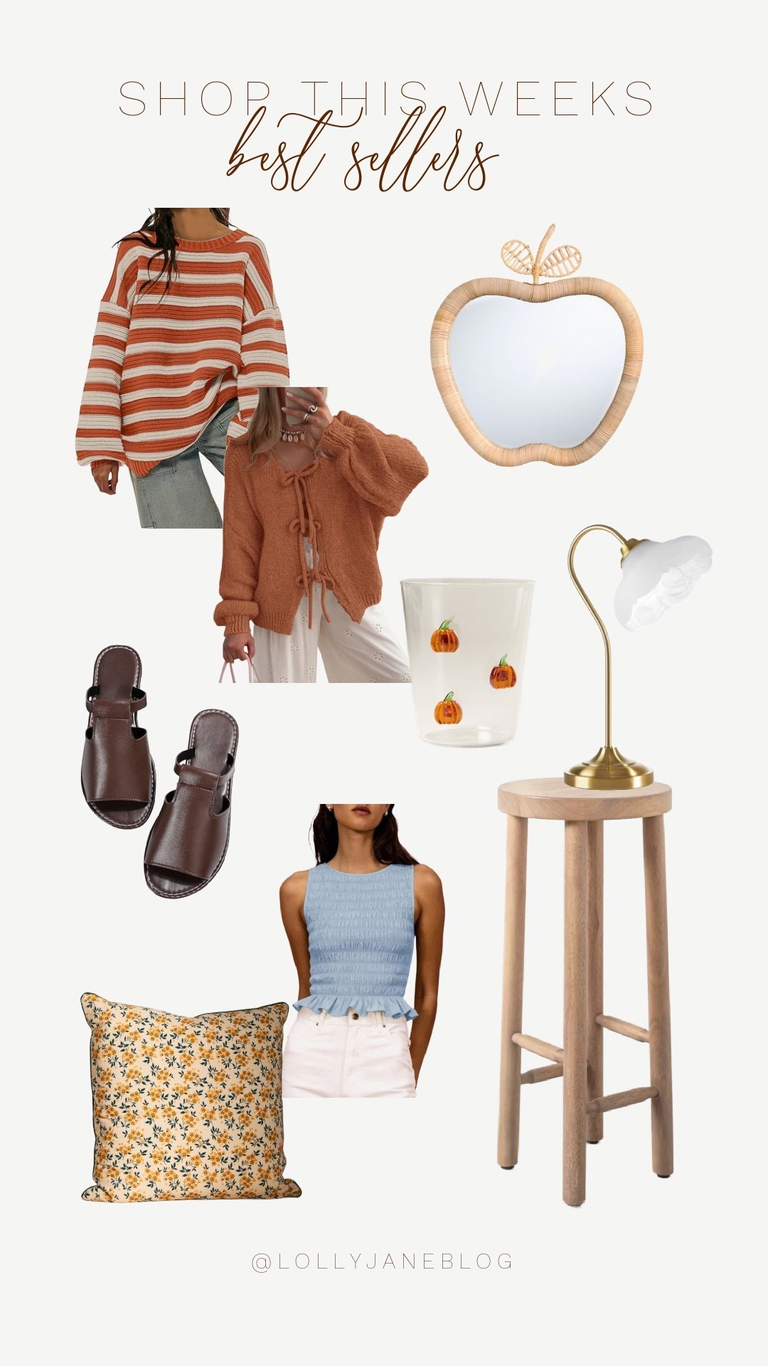 This week’s LTK best sellers are giving all the cozy, early fall vibes—and I’m loving the mix of fashion and home finds. Fall sweaters are already flying off the shelves, and so are the chic brown sandals that go with everything. The pumpkin-shaped Anthropologie cup is a fan favorite (for good reason), and the Amazon tank is the kind of basic you’ll wear on repeat. Home finds were just as dreamy, with an apple-shaped mirror that’s perfect for autumn, a wooden stool from Target that adds instant warmth, and a floral lamp from Walmart that’s basically art. It’s giving cozy, cute, and cart-worthy all at once 🍂✨

#LTKBestSellers #FallFavorites #AmazonFinds #AnthropologieHome #WalmartFinds #TargetHome #LTKHome #FallStyle #CozyVibes

#LTKHome #LTKStyleTip #LTKSeasonal