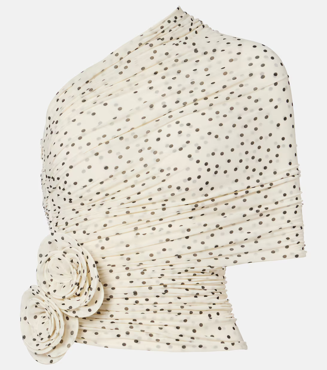 Draped floral-appliqué polka-dot top | Mytheresa (US/CA)